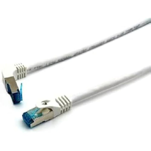 Patchkabel S/FTP Cat.6A - EQUIP - 605800 - 1 m - RJ45 rak - RJ45 vinklad - Vit