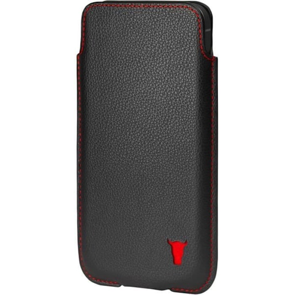 TORRO Fodral Kompatibel med iPhone Max med Skärmstorlek 6,9 / Tum 6,7 Tum - Äkta Läderfodral av Kvalitet Svart med röda detaljer