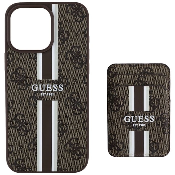 Skydd för iPhone 16 Pro Max - Guess Cardslot 4G Stripes MagSafe (GUBPHCCPCP16XP4R4RPSW) - Brun brun