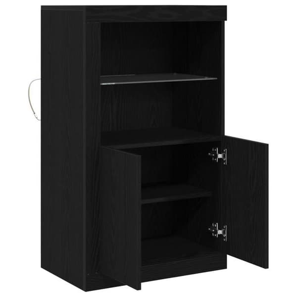 Buffé med LED-ljus Svart ek 60,5x37x100 cm