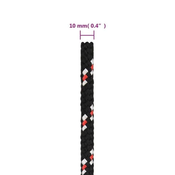 152349 vidaXL Båtrep Svart 10 mm 100 m Polypropen