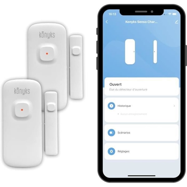 Konyks Senso Charge 2, 2-pack Wi-Fi Öppningssensorer med Återuppladdningsbart Batteri