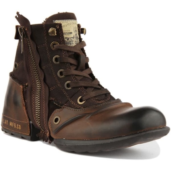 Replay Clutch Ankelboots i läder för män - Mörkbrun - Snörning och dragkedja i sidan Mörkbrun 40