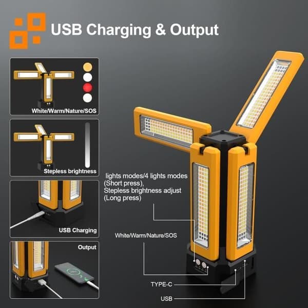 Solcellsdriven LED-projektor - IODOO - Modell IODOO - 8000 lm - Batteri 13200 mAh - Justerbart stativ