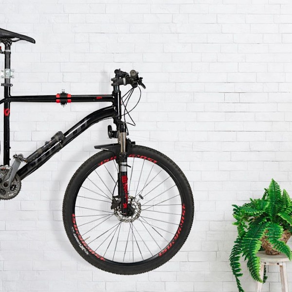 Relaxdays stöttande väggfäste för cykel, ram: 25-40 mm, upp till 20 kg, klämma för reparation, garage och verkstad, svart - röd Svart