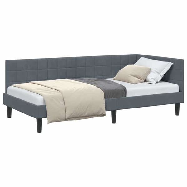 vidaXL Hörnsängram Mörkgrå 100 cm x 200 cm Sammet 42016439