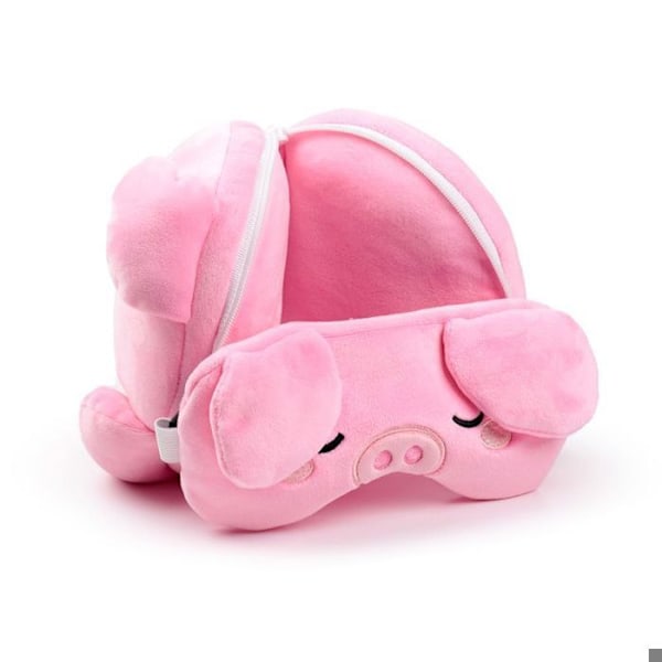 Coussin för resor 2 i 1 grisen Puckator Relaxeazzz Adoramals rosa