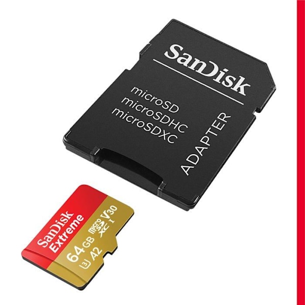 SanDisk Extreme microSDXC minneskort 64 GB Klass 10 stöttålighet, vattentätt