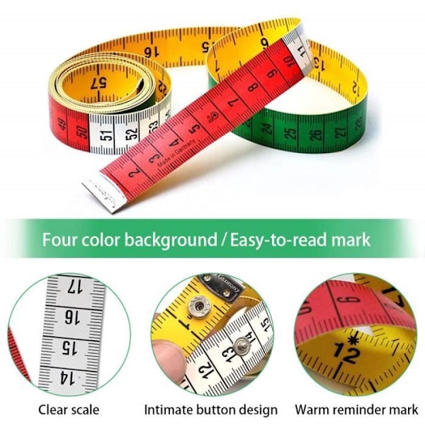 Plastmåttband med knapp Dubbelsidig kroppssöm Måttband 150cm