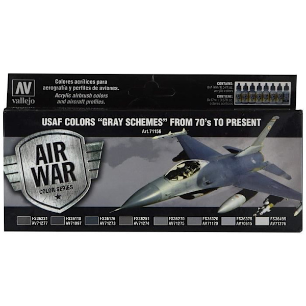 Acrylicos Vallejo ``USAF Grey Arrangements from 70`s to Present`` Model Air Ensemble - VJ71156