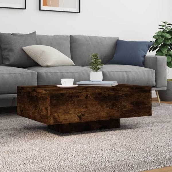 vidaXL Låg Bords med LED-lampor, Sidobord, Soffbord, Vardagsrumsmöbel, Modern, Rökek 836613