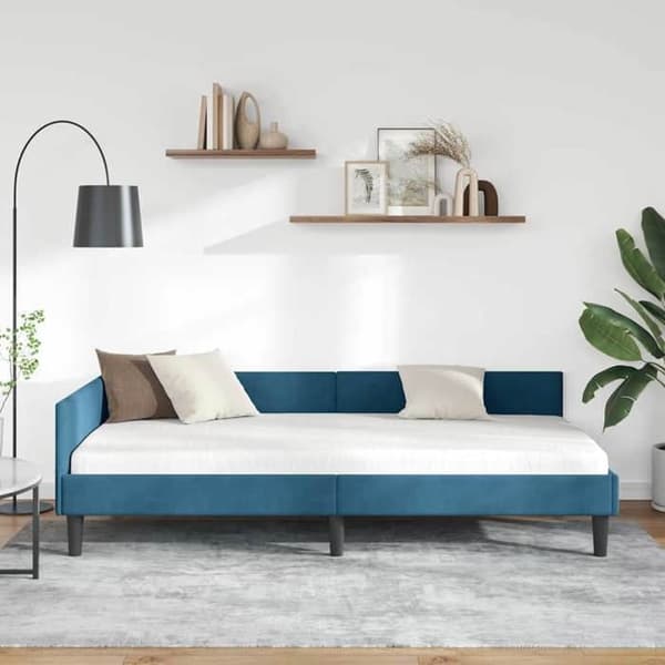 vidaXL Hörnsängram Blå 80 cm x 200 cm Sammet 42016133 Blå