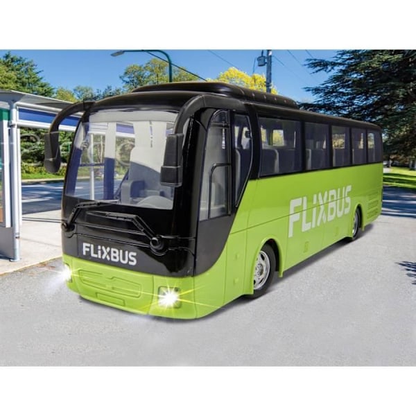Carson Modellsport 907342 FlixBus elektrisk RC-buss med batteri, laddare och batterier för sändare
