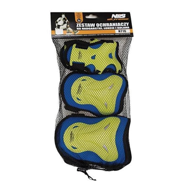 Skydd för skateboard - NILS Extreme - H716 - Storlek L - Andningsbart mesh - Plast PP marinblå/lime jag