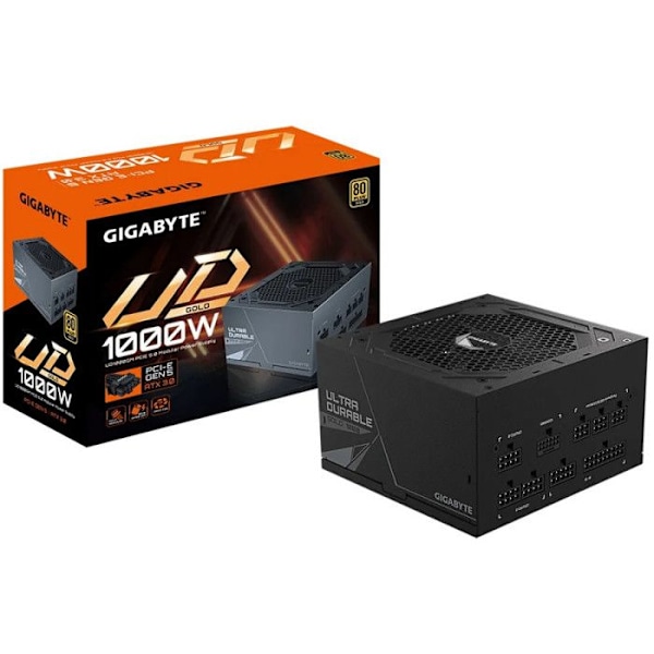 Strömförsörjning - GIGABYTE - UD1000GM PG5 V2 - 1000 W - 80 Plus Gold - Modulär Svart