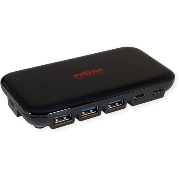 USB-hubb - ROLINE - 3X Typ C + 4X Typ A - 10 Gbit/s - Automatisk upptäckte - Svart