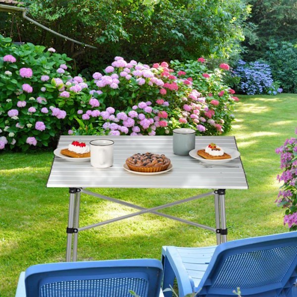 Relaxdays - 10049665 - Fällbord, Fällbart Stöd för Camping, HxLxP: 70x70x70 cm, Aluminium, silverfärgad silver, svart