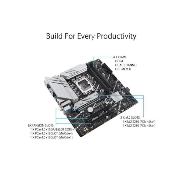 Moderkort - Asus - PRIME B760M-A WIFI D4 - Micro ATX - LGA 1700 - 128 GB RAM DDR4