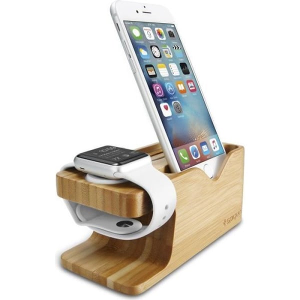 Apple Watch Stand, Spigen [Laddningsdocka] [Eco Friendly Apple Watch+Phone Holder] Apple Watch och iPhone Stand