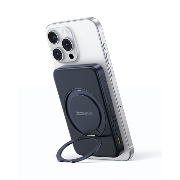 Batteri med extern typ-C, Qi2, 20W, 5000mAh, med typ-C-kabel - Baseus PicoGo (P10076800213-01) - Svart