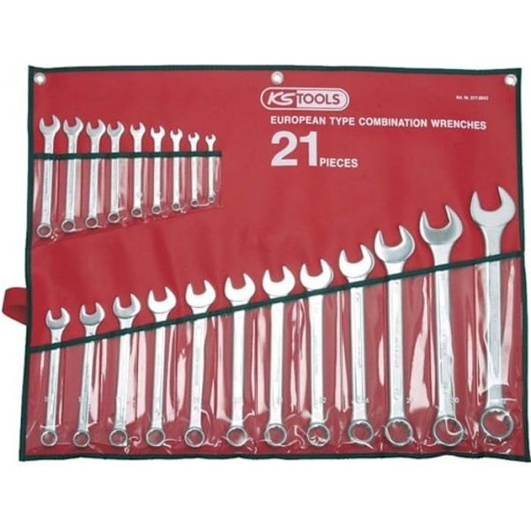 KS TOOLS kombinyckelsats - 21 delar från 6 till 32 mm - Metall öppna ändar