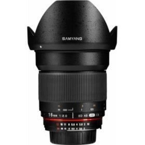 Samyang 16mm F2 ED AS UMC CS ljus vidvinkellins för mikro 4/3 hybridkroppar Svart