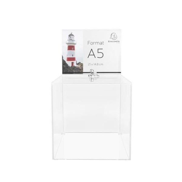 Transparent valurna med låsbar A5-affisch 21cm - Kristall