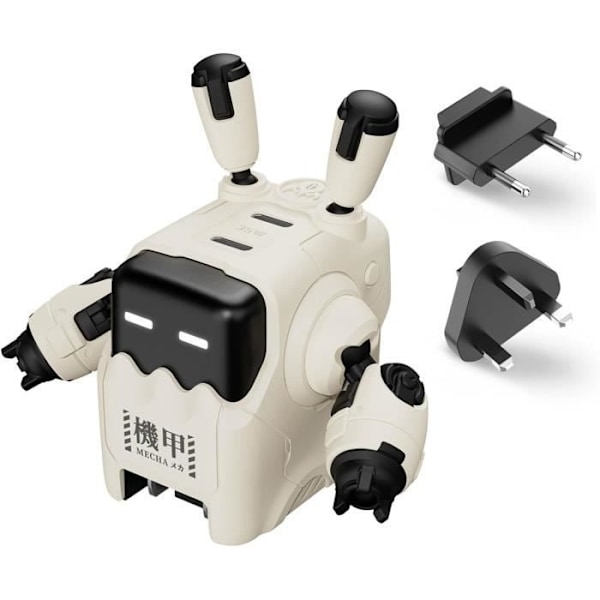 USB C-laddare 35W - GravaStar - Delta35 - Snabbladdning - 4 portar - Robotisk design Vit