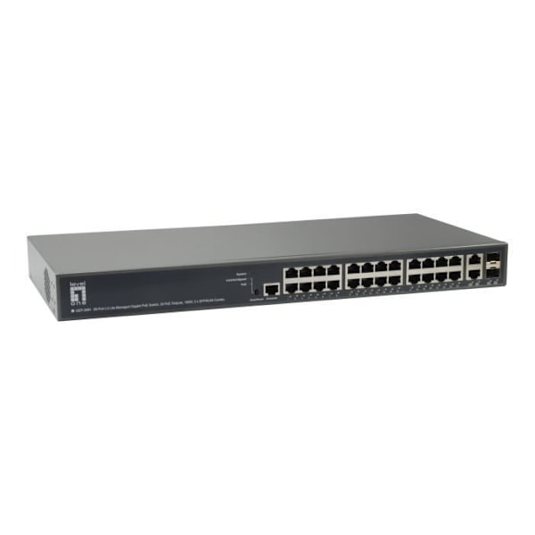 Level One GEP-2681 L3 Lite Managed Switch 24 x 10-100-1000 (PoE+) + 2 x Gigabit SFP-rackmonterbar PoE+ (185W)