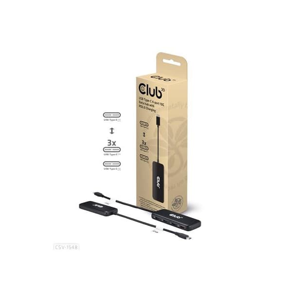 Hub & Concentrator - Club 3D - CSV-1548 - Snabbladdning - 4 portar - USB-C