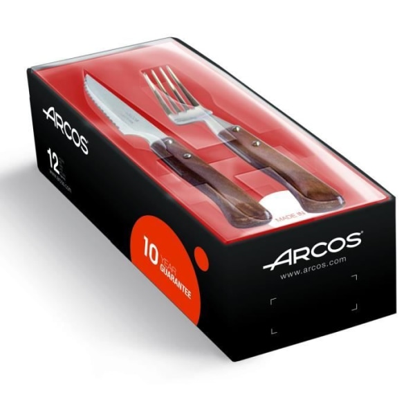 Set med knivar och gafflar Arcos 377700 monoblock av en bit rostfritt stål, blad på 11 cm och komprimerad trä mango i