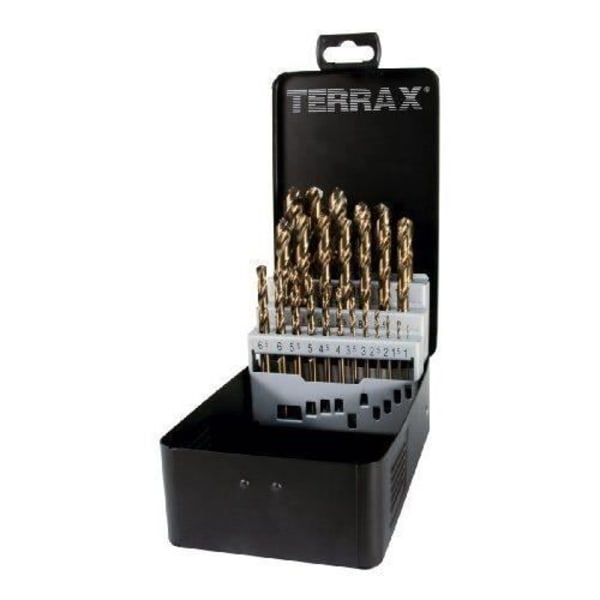 Terrax A215215 Kobolt spiralborrsats 25 delar Stållåda (Import från Tyskland)