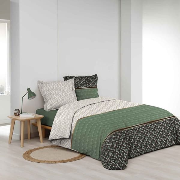 parure 3 p. 260 x 240 cm percale imp. 78 trådar allover belor Grön
