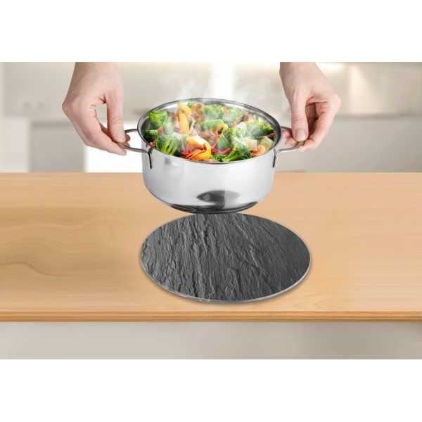 Underlägg - WENKO - Skiffer - Härdat glas - Ø 20 cm - Grå Grå