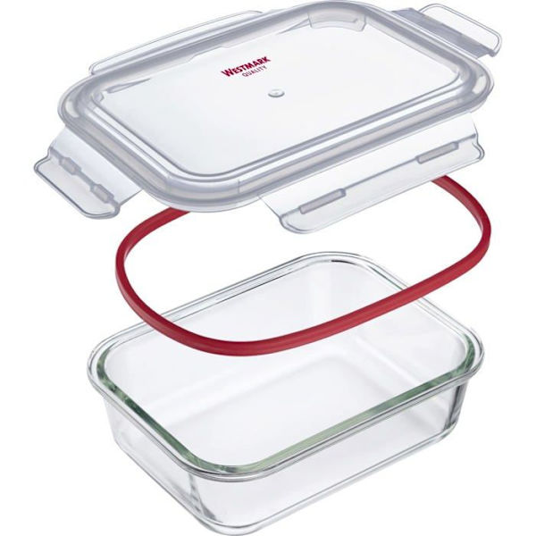 Westmark - 234222E6 - PP Silikonglas Förvaringsbehållare Transparent/Röd 640 ML 370 ML