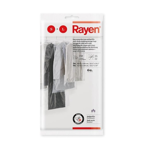RAYEN - Klädskydd x6: 3 65x100 +3 65x150 nattsäkert transparent 6048 Transparent