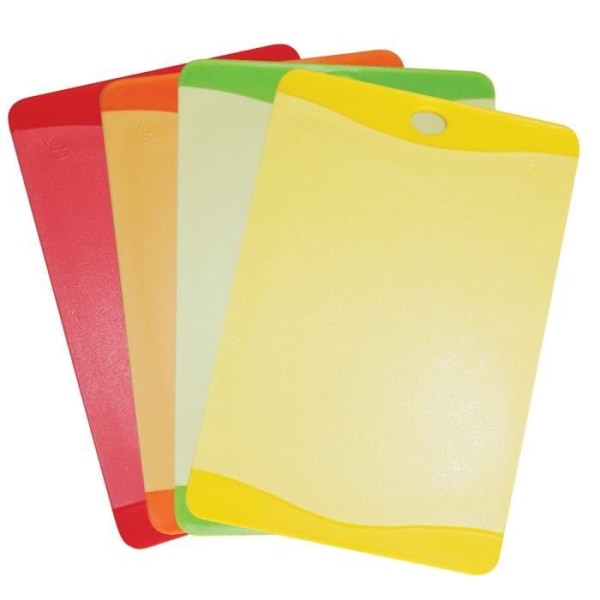 STONELINE® Set med 4 skärbrädor 20 x 14 cm - Halkfritt - Juice Groove - Färger: Röd/Orange/Grön/Gul