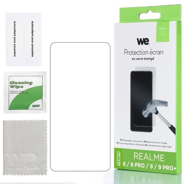 Skärmskydd - WE - REALME 9 / 9 PRO + - Repellerande - Bubblor - Ultra-resistent