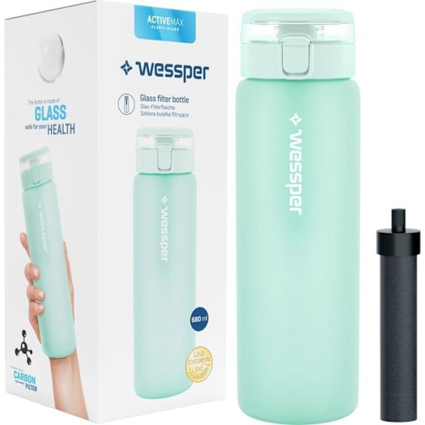 Gourde - bidon - flask Wessper - WES264-MT - ActiveMax glasflaska 680ml mint