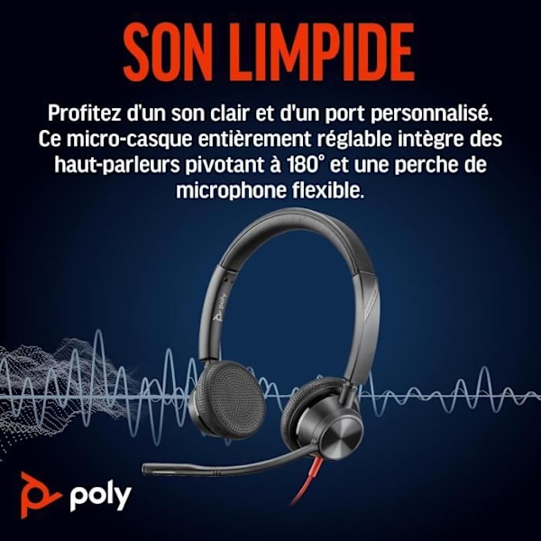 Micro-headset med sladd Poly Blackwire 3325 - Certifierad för Microsoft Teams