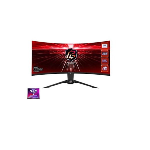 ASRock Curved Gaming-Monitor 86,40 cm (34) (86,36 cm) PG34WQ15R2B svart 3440x1440 1xDisplayPort / 2xHDMI Svart