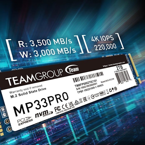 SSD - TEAMGROUP - MP33 Pro - 2000 GB - PCI Express 3.0 - M.2