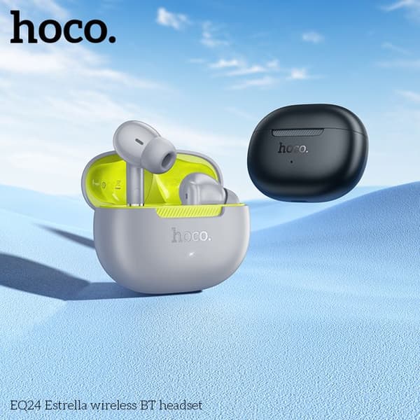 Trådlösa Bluetooth-hörlurar - HOCO - EQ24 - Grå - Bluetooth 5.4 - Batteritid 28h Grå