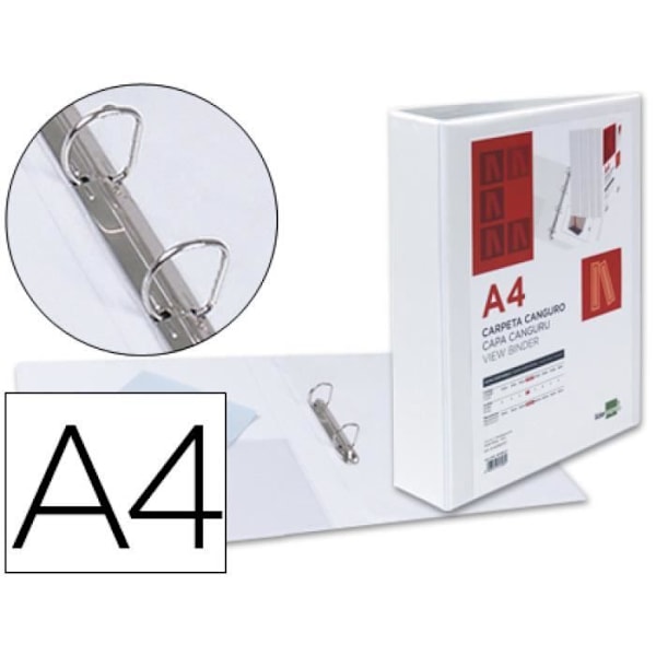 Pärm - Liderpapel - Känguru - 2 ringar 40mm - A4 - Vit färg Vit
