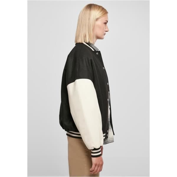 Urban Classics Big U College oversized jacka dam - svart/vit - L Svart vit M
