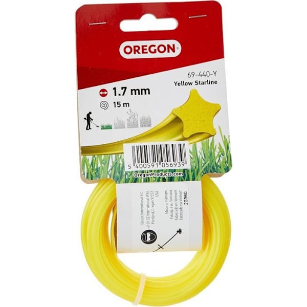 Trädgårdstråd - OREGON - 1,7mm - Gul - Rund - 15m Gul