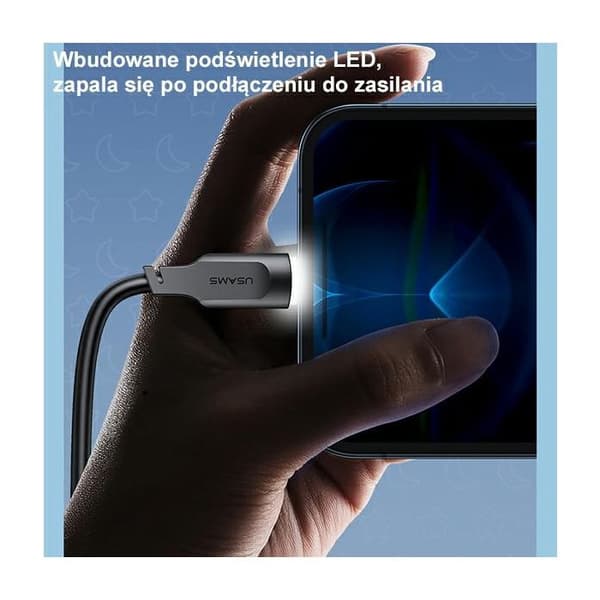 USAMS Lightning-kabel 1,2 m Snabbladdning Lila