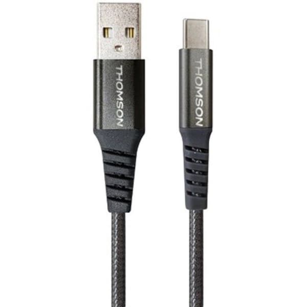 Pack 2 i 1 THOMSON - Biladapter 60 W och USB-A / USB-C 3A laddnings- och datakabel på 1,50 m