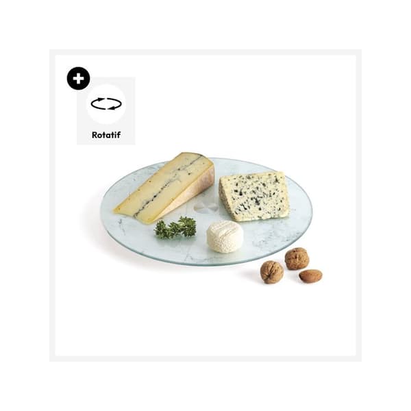 Vitt marmor-effekt snurrfat - 5five Vit