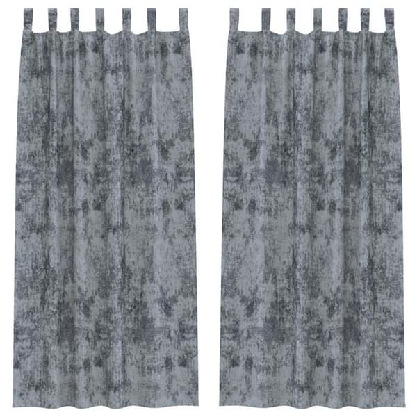 2 delar sammet gardiner med silvergrå öglor 245x140 cm